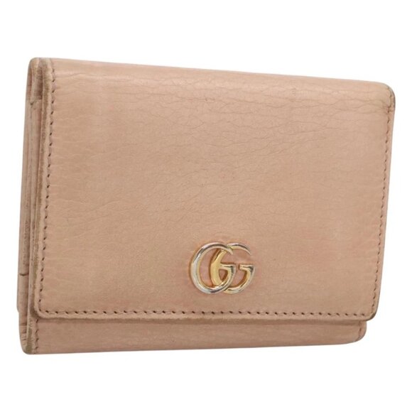 GUCCI Trifold Wallet Leather Pink Gold 474746 Auth bs25927 - Picture 1 of 16
